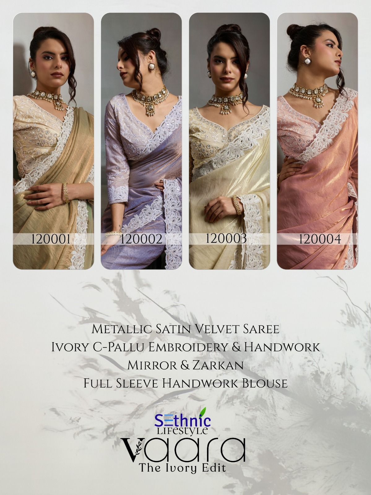 Satin Velvet with Ivory Embroidery & Handwork