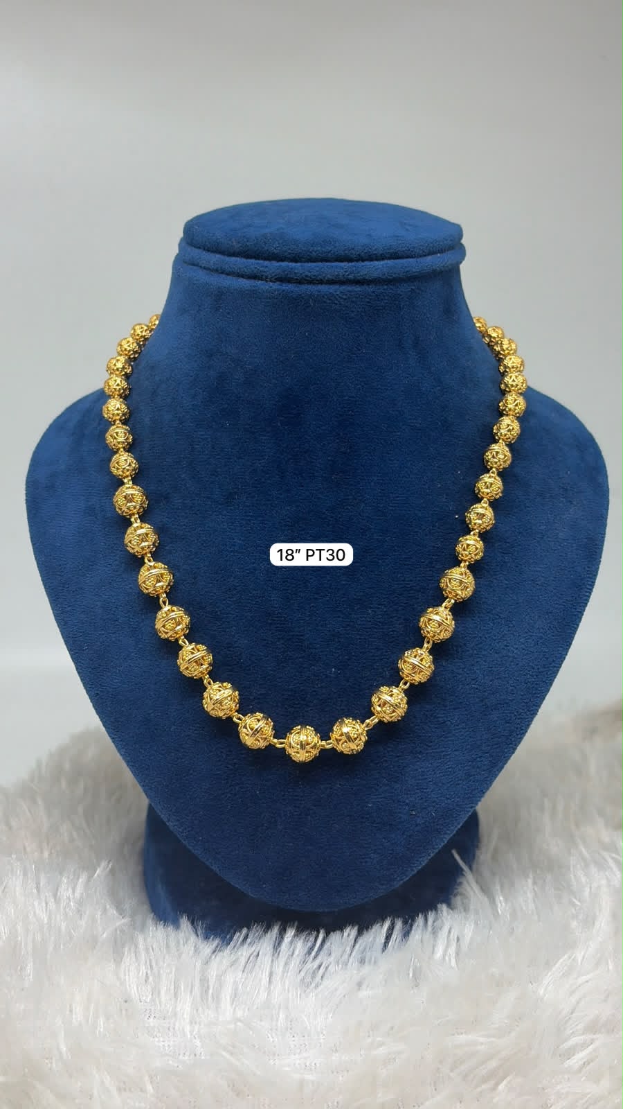 Premium quality 1 gram gold 18 inch ball necklace (Mohan mala)