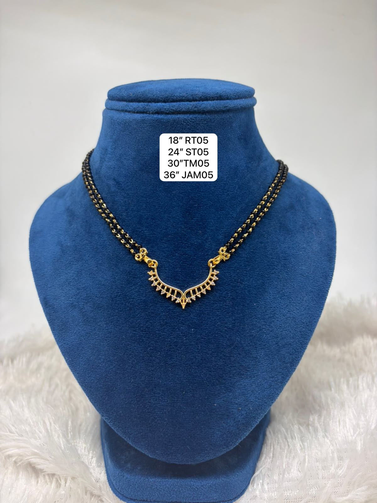 Premium quality 1 gram gold black beads Karimani with AD stone pendent