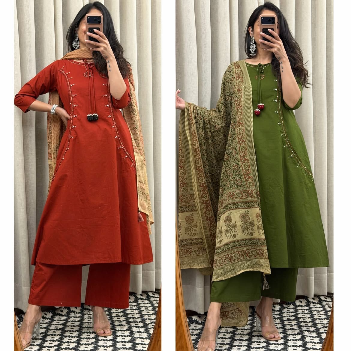 Pure cotton Mirror embroidery summer sets