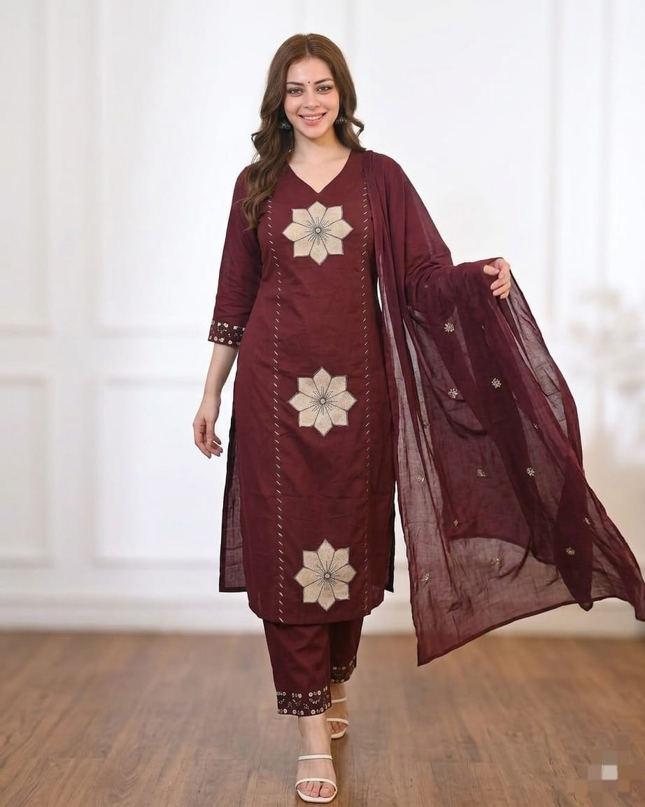 🌹🌹Pure fine Cotton Fabric with beautiful Embroidery work 🌹🌹