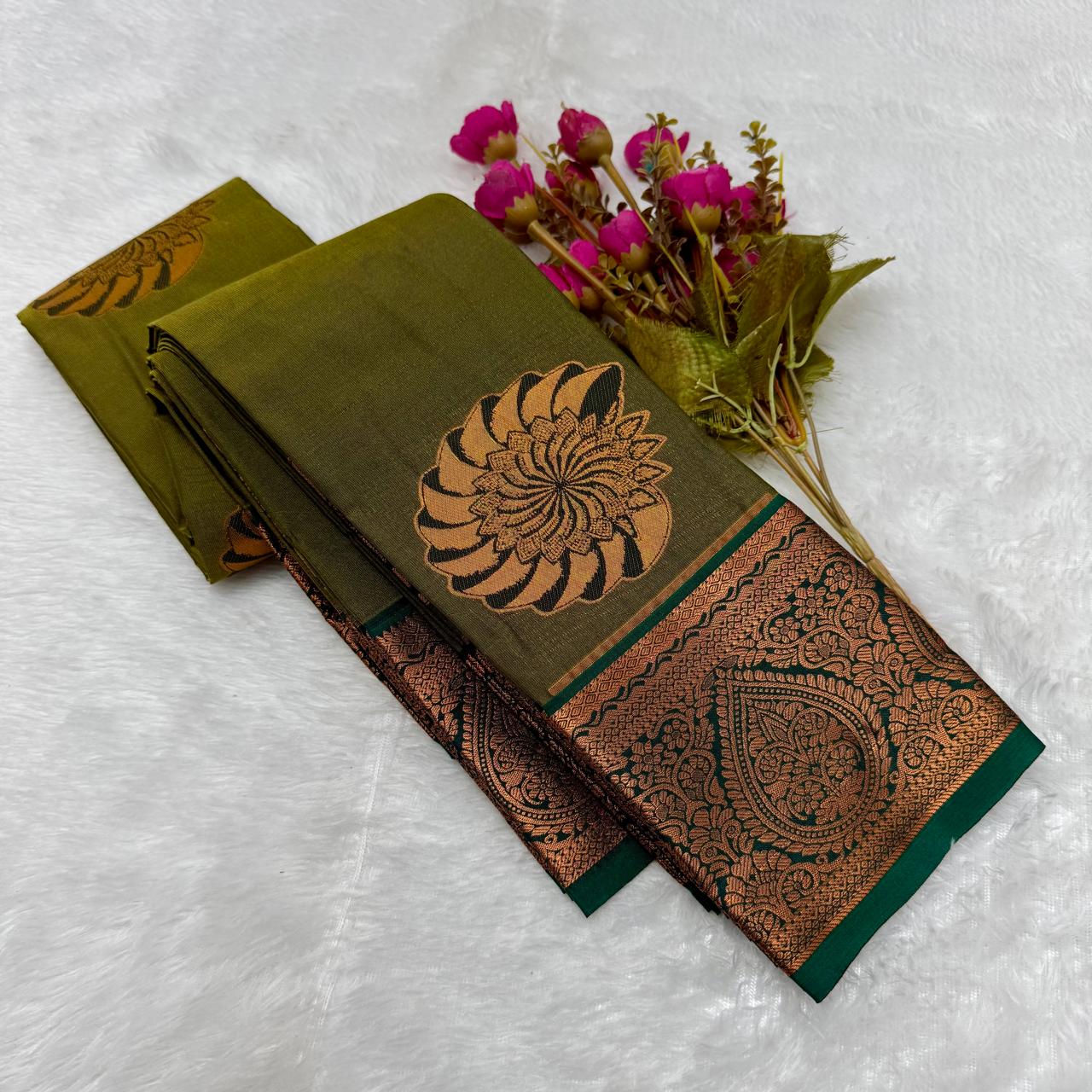 Design Borders Mysore soft silk mark sarees