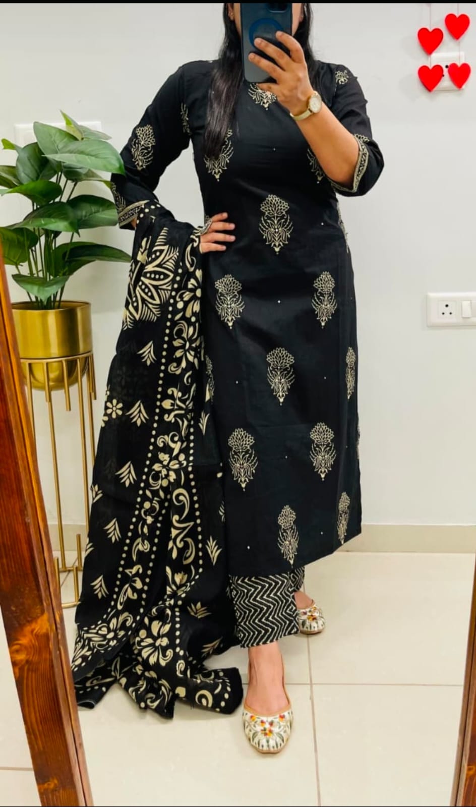 Printed Cotton Kurti with pant & Dupatta set